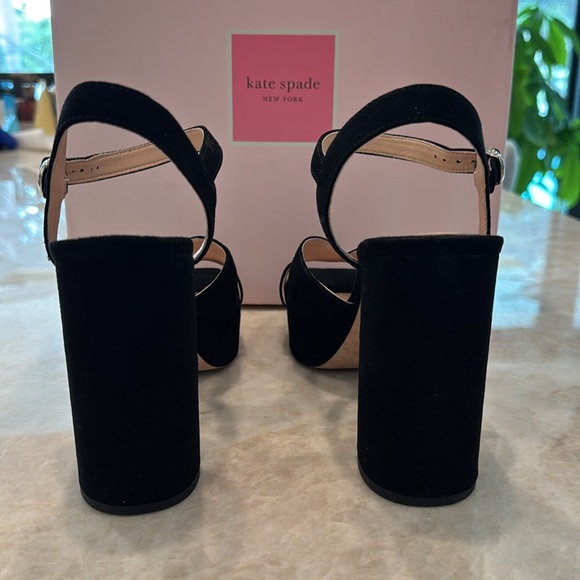Kate Spade Black Suede Platform Sandals 9 - Picture 4 of 13